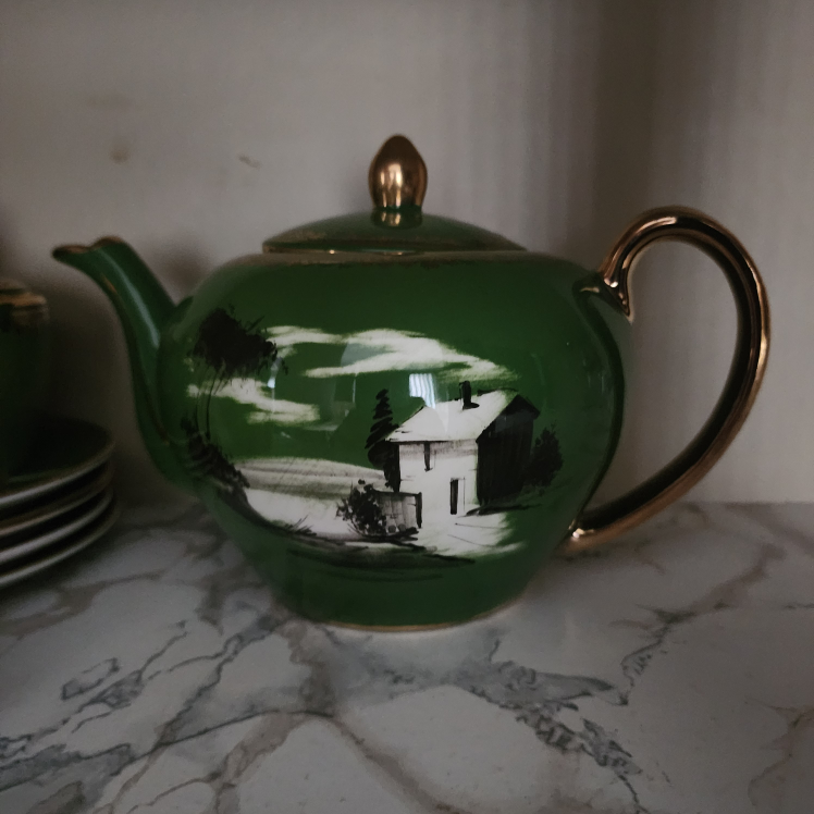 Vintage Green Tea Set with Teapot - photo 4