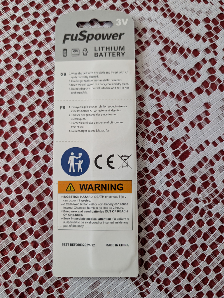 FuSpower CR1216 3V Lithium Battery
