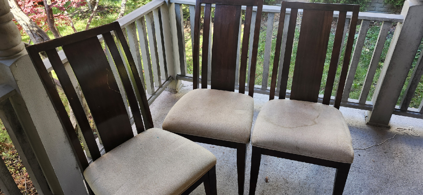 Set of 3 Dark Wood Dining Chairs