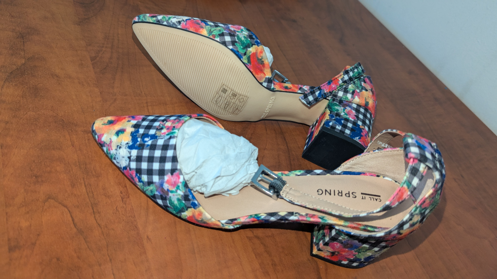 call it spring block flower heels