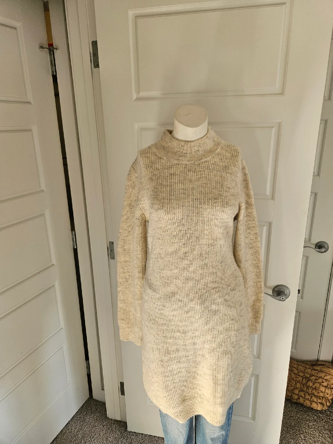 Shrinking Violet Beige Sweater Dress - Size L