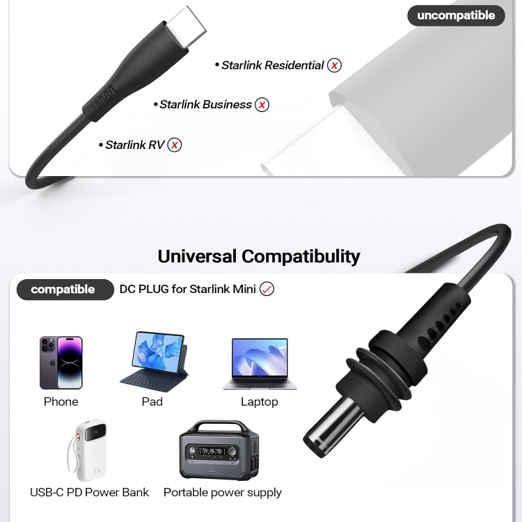 USB-C to DC Power Cable for Starlink Mini - photo 2