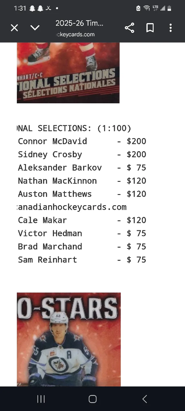 Brad Marchand Hockey Card National Selections image indicator(3)