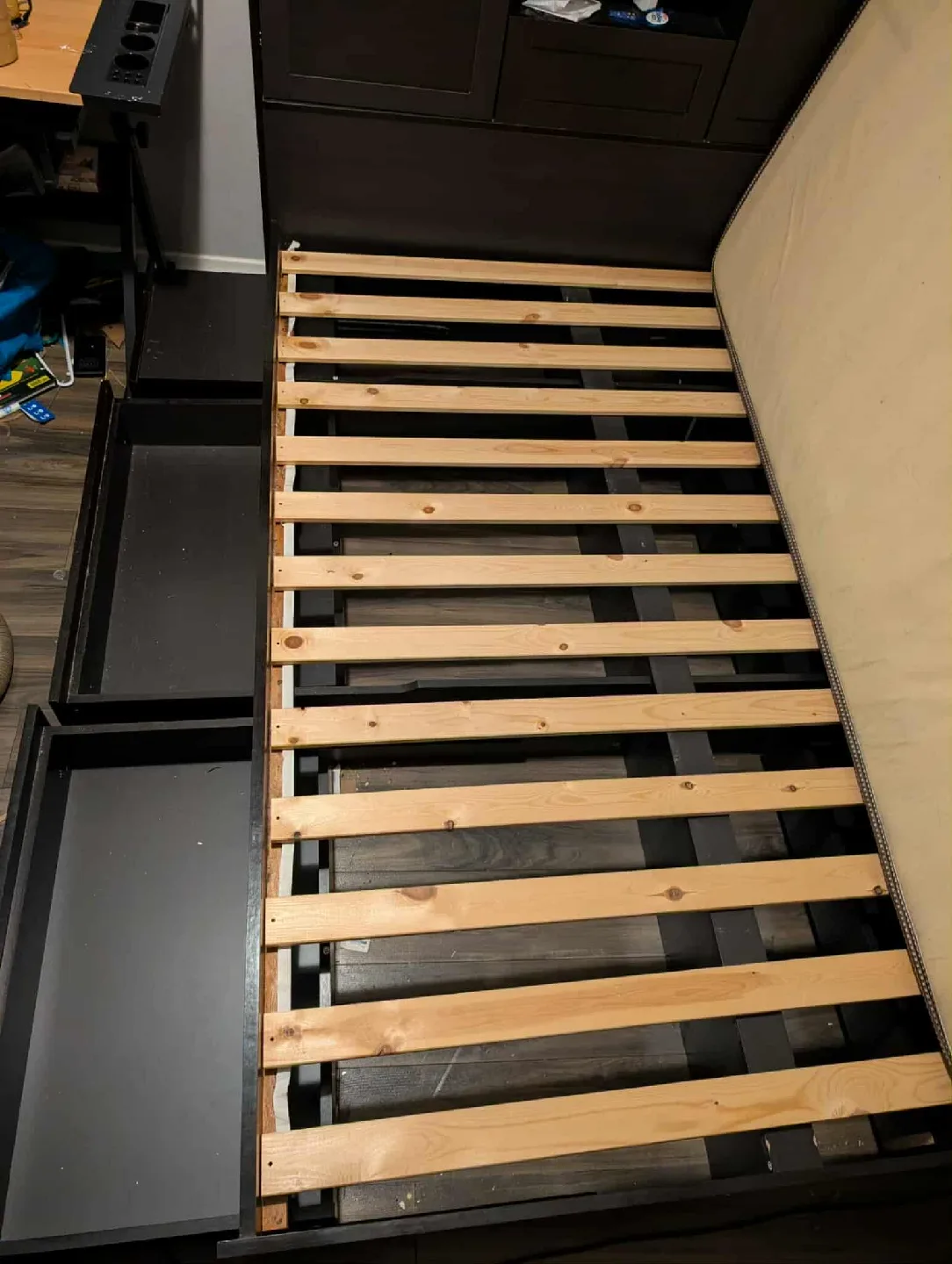 Dark Brown Bed Frame with Storage image indicator(3)