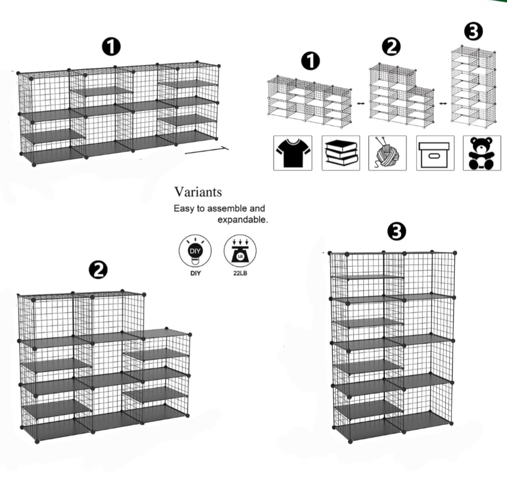 Black Wire Cube Storage Organizer - photo 2