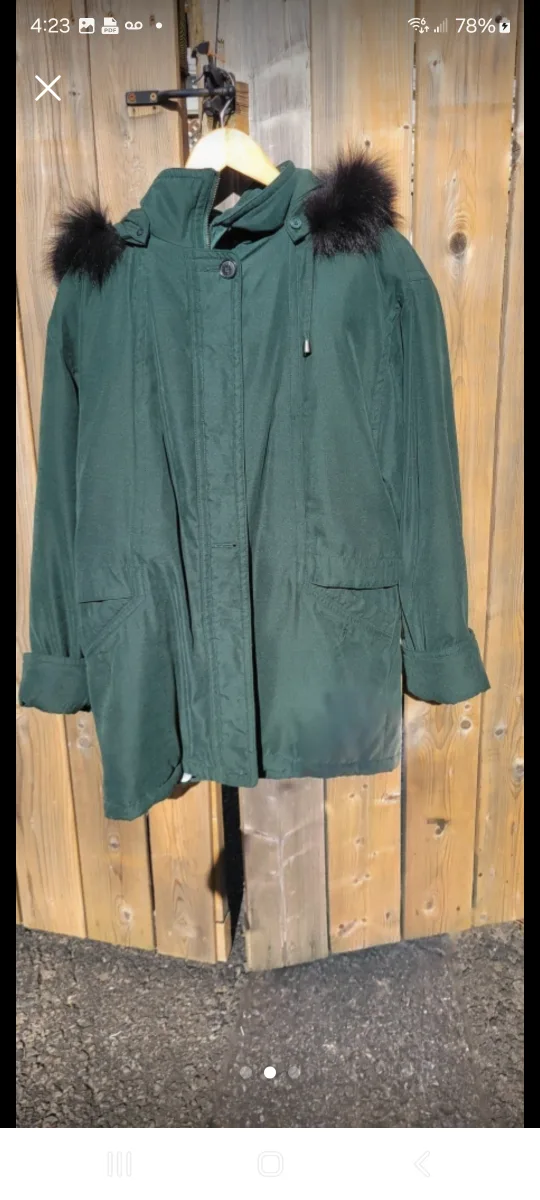 Liz Clairborn Parka Jacket - Green with real Fur Trim image indicator(2)