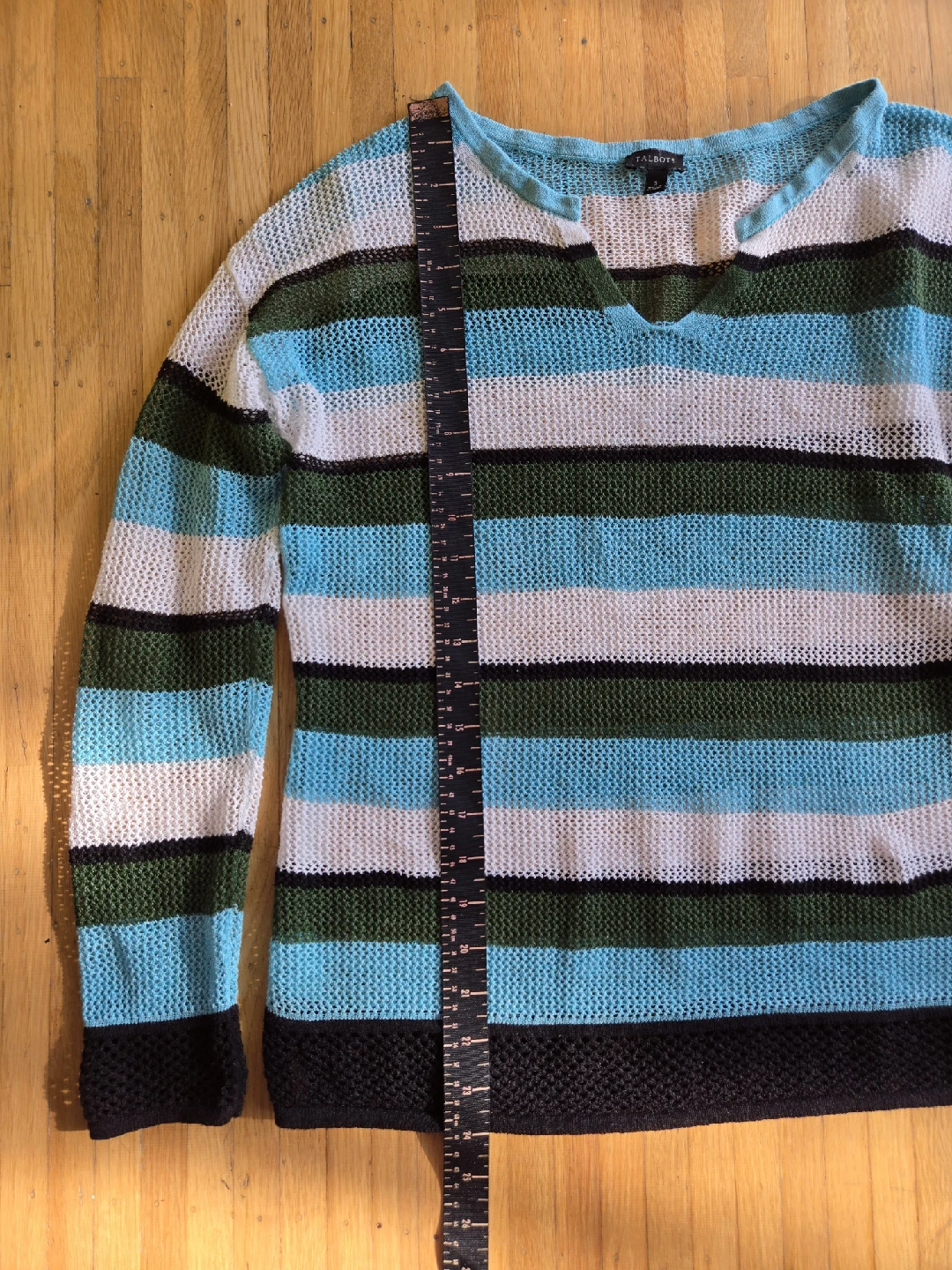 Talbots Linen Striped Knit Sweater - Size S - photo 2