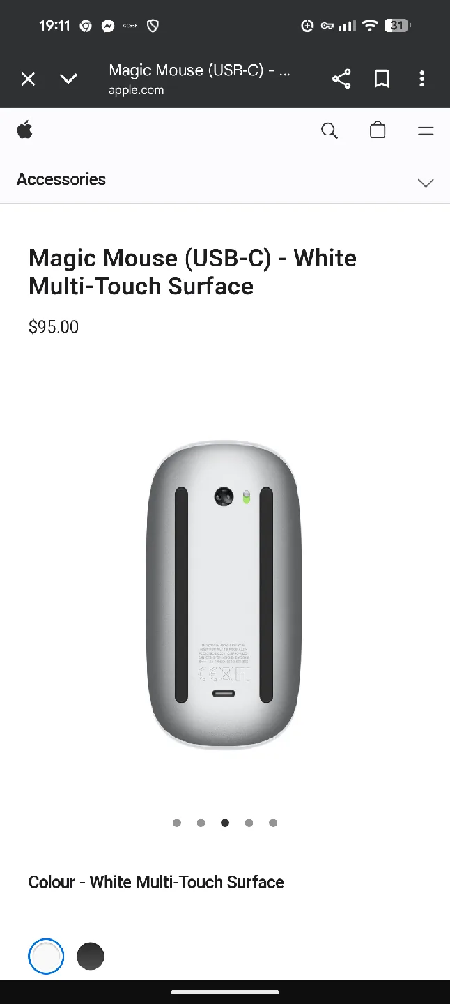 Apple Magic Mouse - White (2nd gen.) image indicator(2)