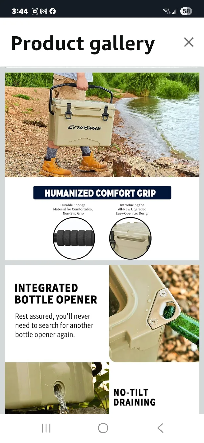 EchoSmile 25 Quart Insulated Portable Cooler - Khaki image indicator(3)