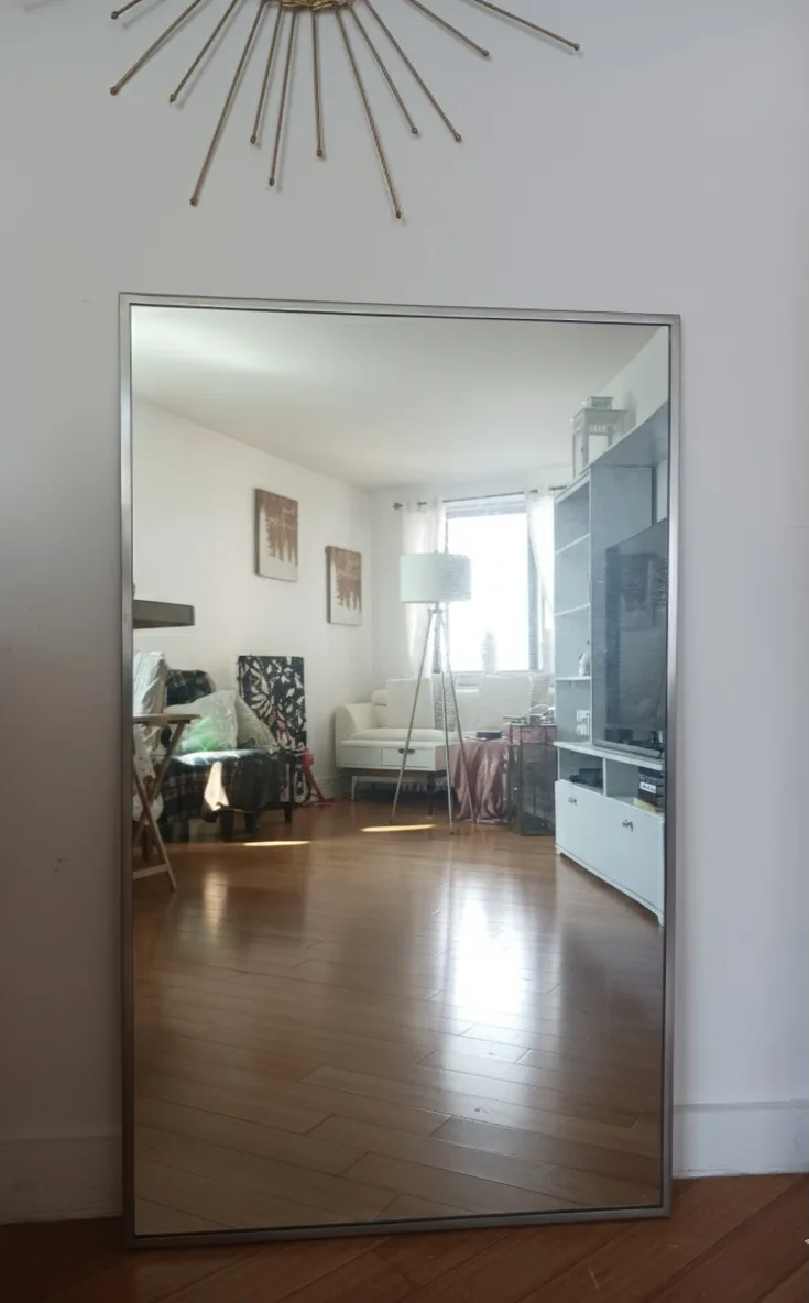 Industrial Heavy Large Modern Wall Mirror with Silver Frame image indicator(5)