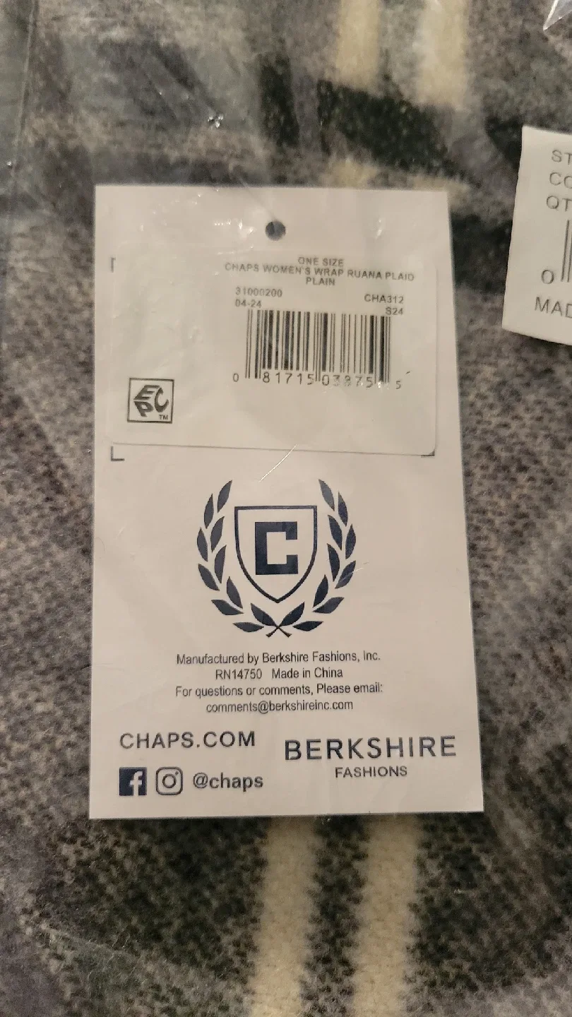 New Chaps Women's Wrap Ruana Plaid One Size image indicator(3)