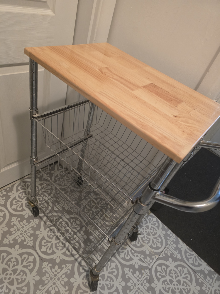 🧡Rolling Kitchen Cart with Wood Top