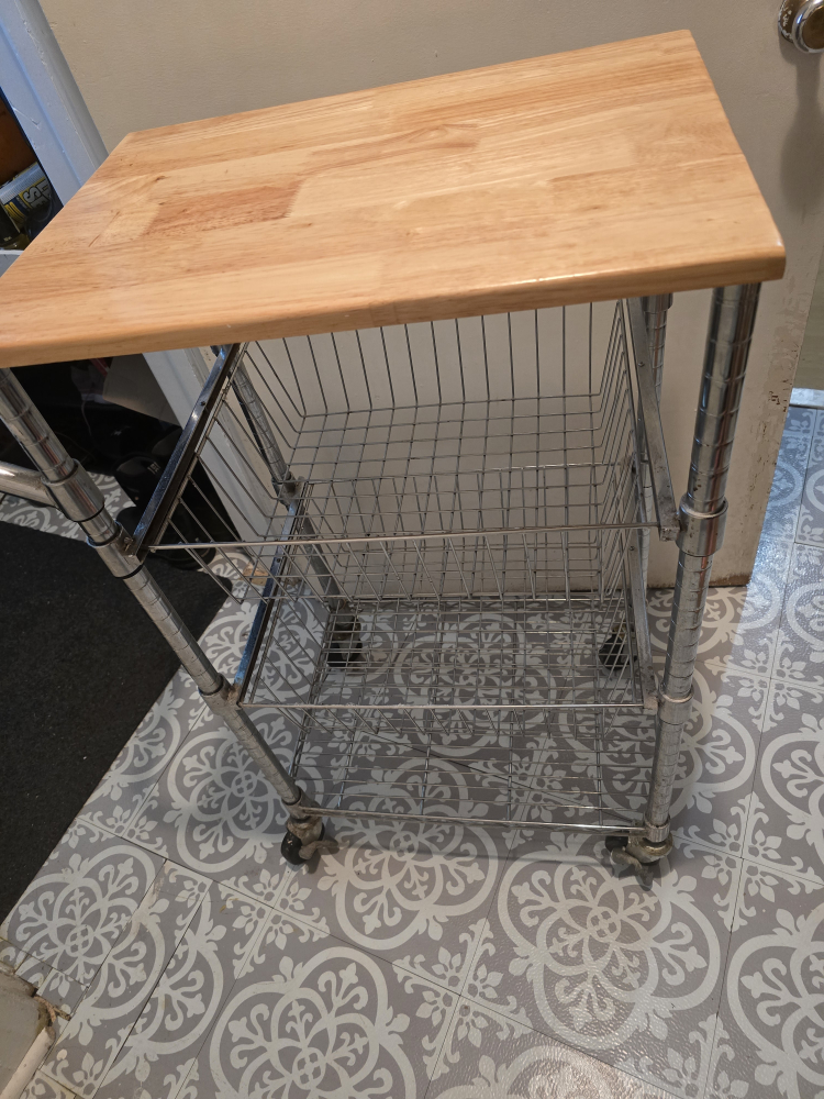 🧡Rolling Kitchen Cart with Wood Top - photo 2