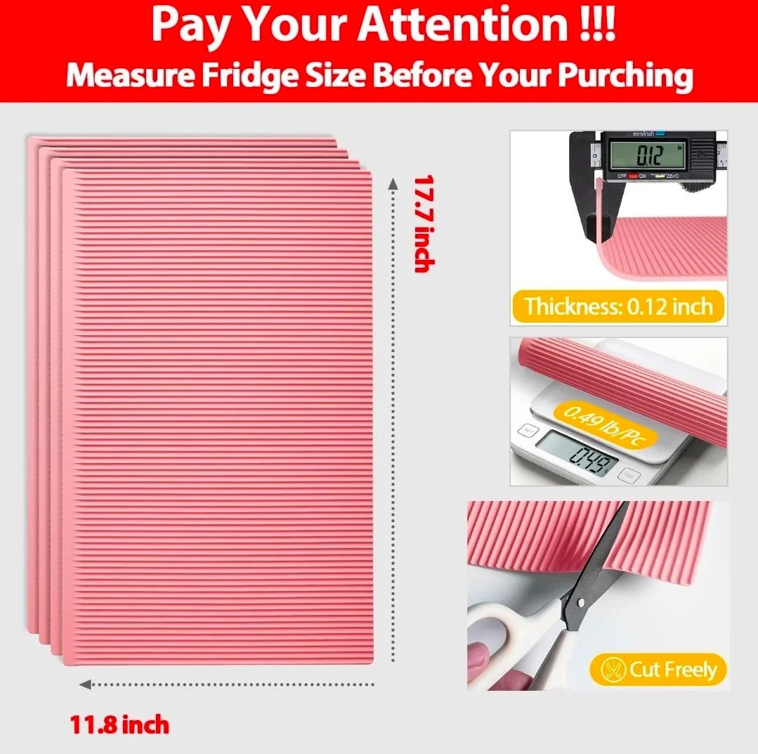 GOYLSER Fridge Liners - 4 Pack, 17.7" x 11.8", Pink - NEW thumbnail
