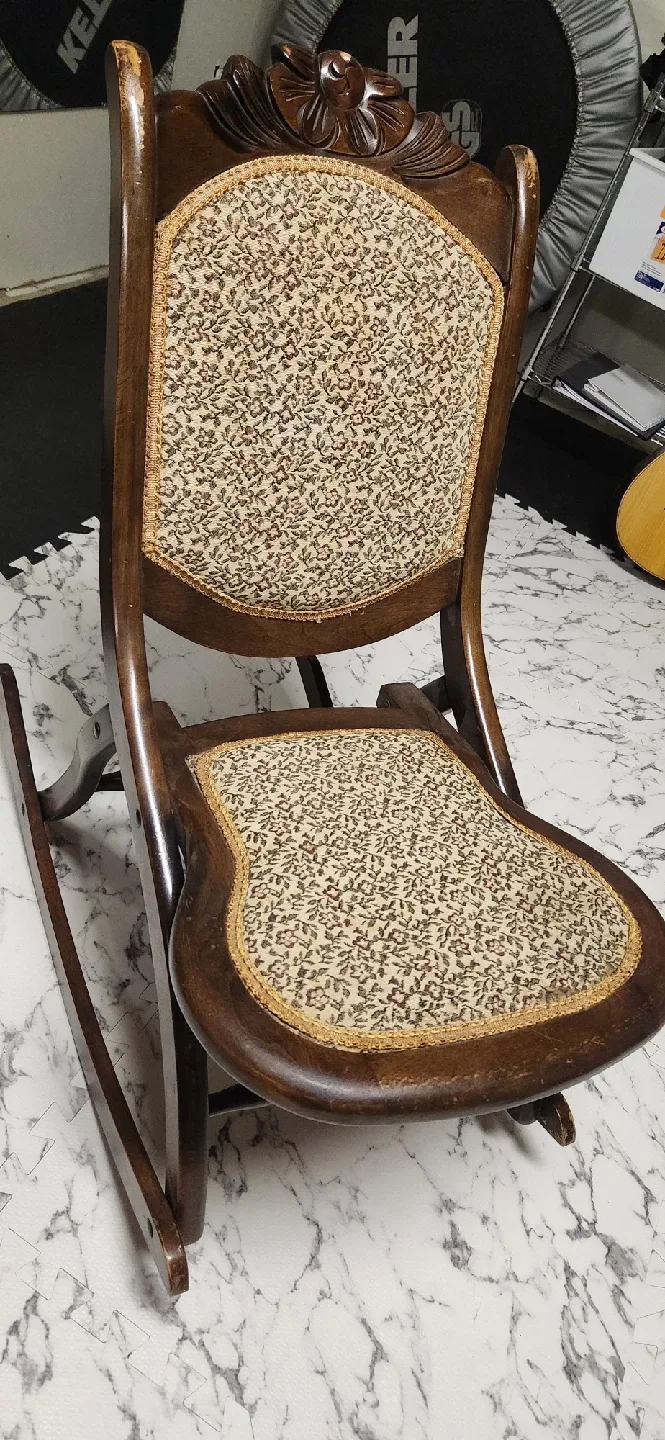 Antique Floral Upholstered Rocking Chair image indicator(3)