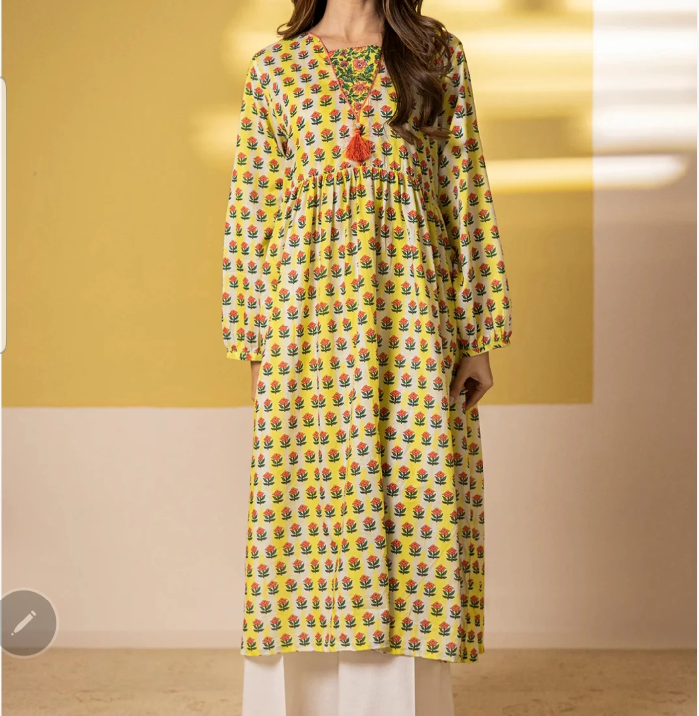 Yellow Floral Print Dress
