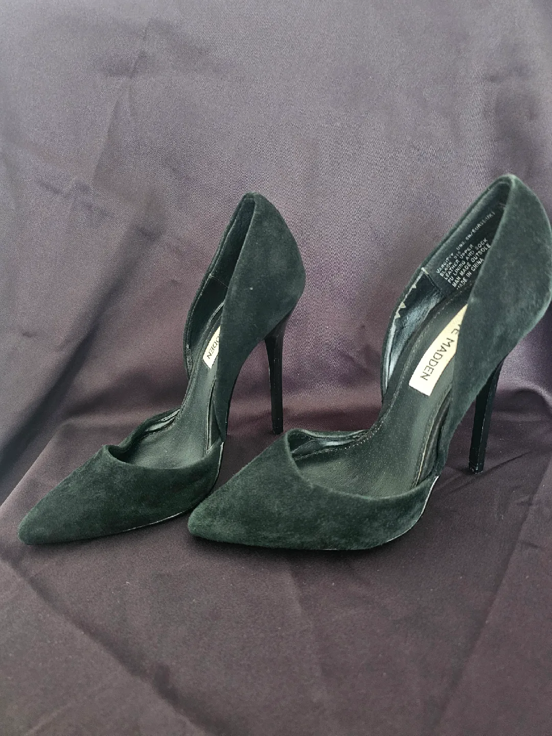 USED - Steve Madden Black Suede Heels - Size 5 thumbnail