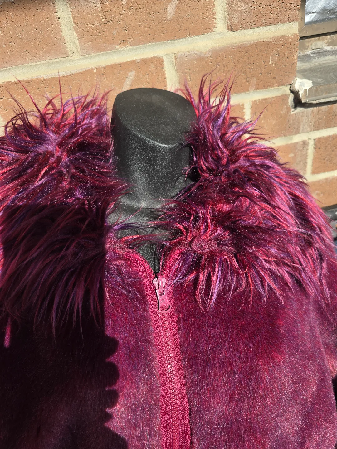 Burgundy Faux Fur Jacket size М- L image indicator(2)