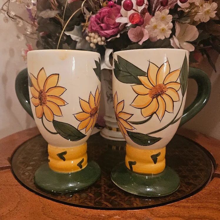 Sunflower Ceramic Mugs - Set of 2