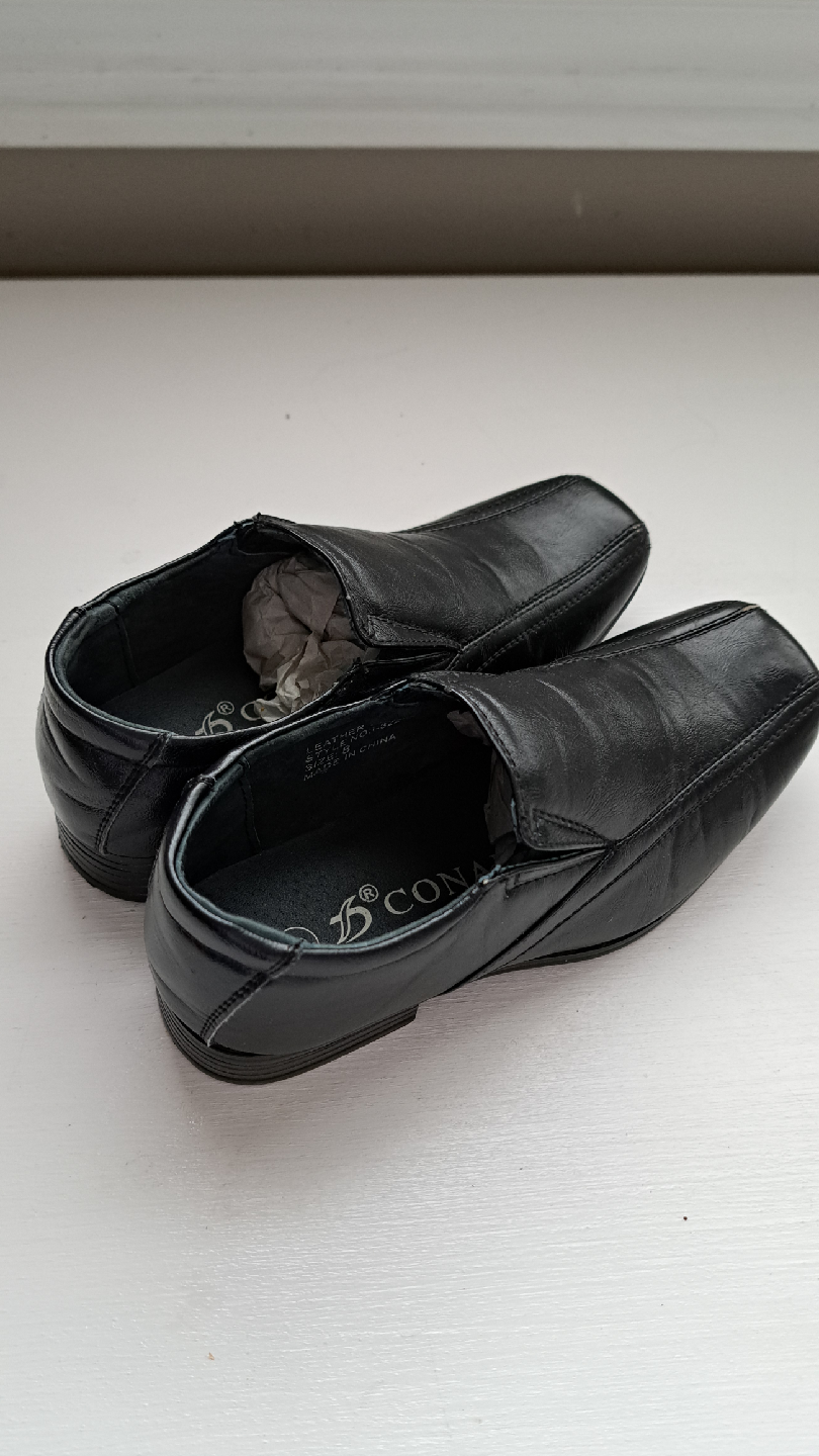 CONAL Black Leather Slip-On Boys Dress Shoes - Size 8 - photo 3