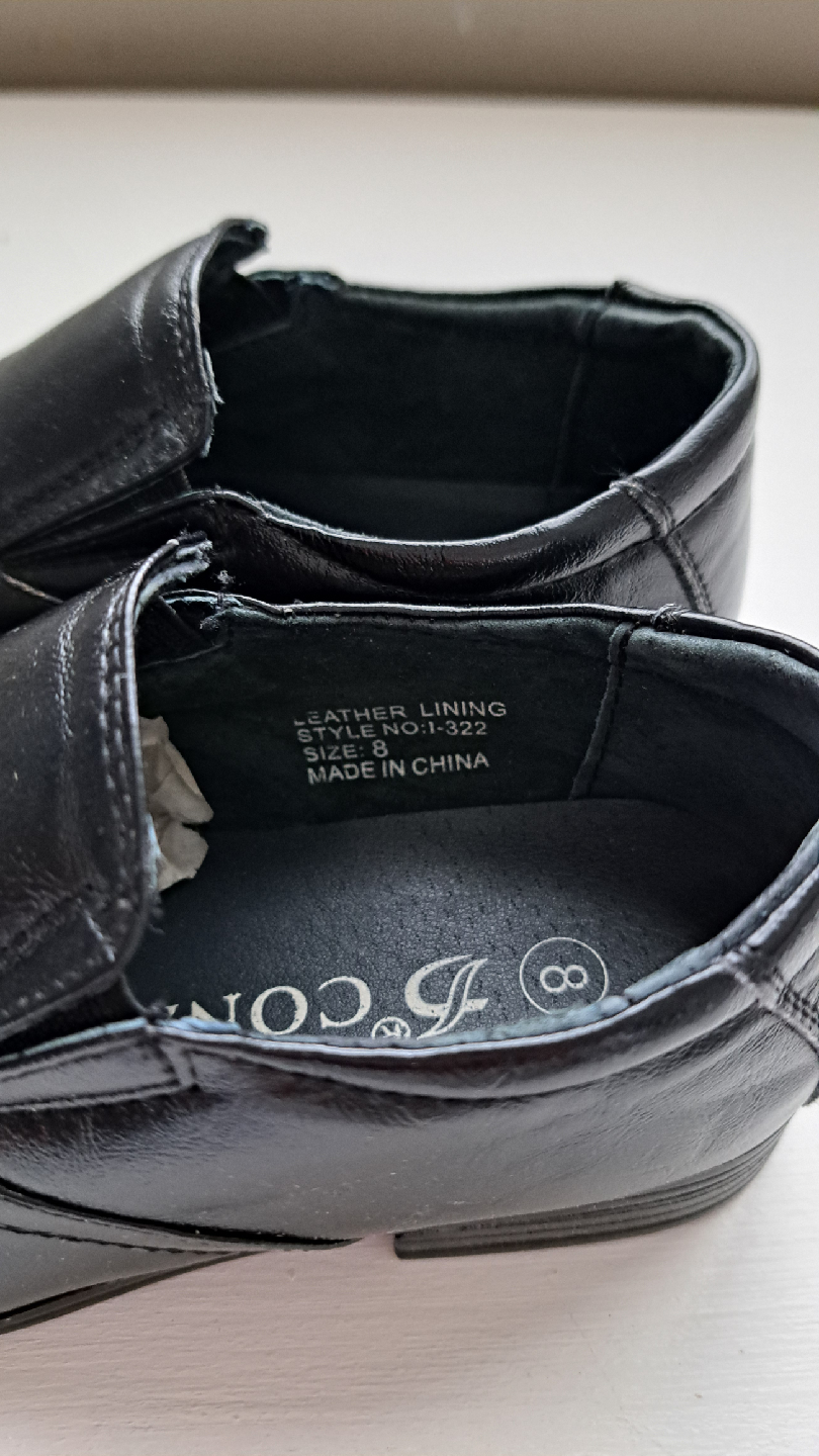 CONAL Black Leather Slip-On Boys Dress Shoes - Size 8 - photo 5