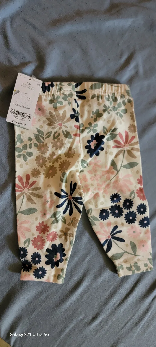 Carter's Floral Baby Leggings - Size 6M (New) thumbnail
