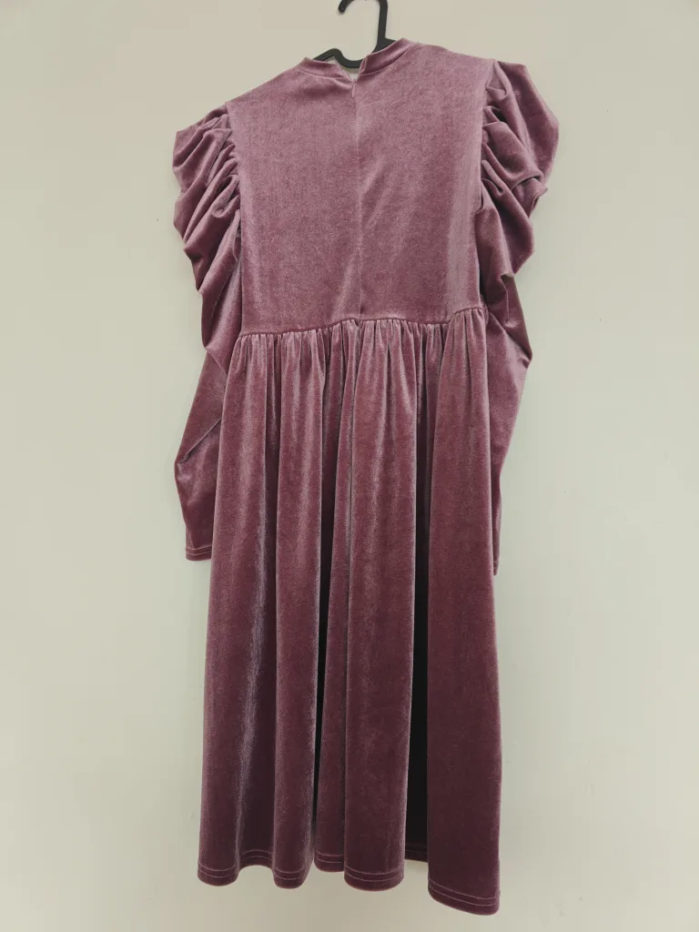 Mauve Velvet Dress with Pearl Detail image indicator(4)