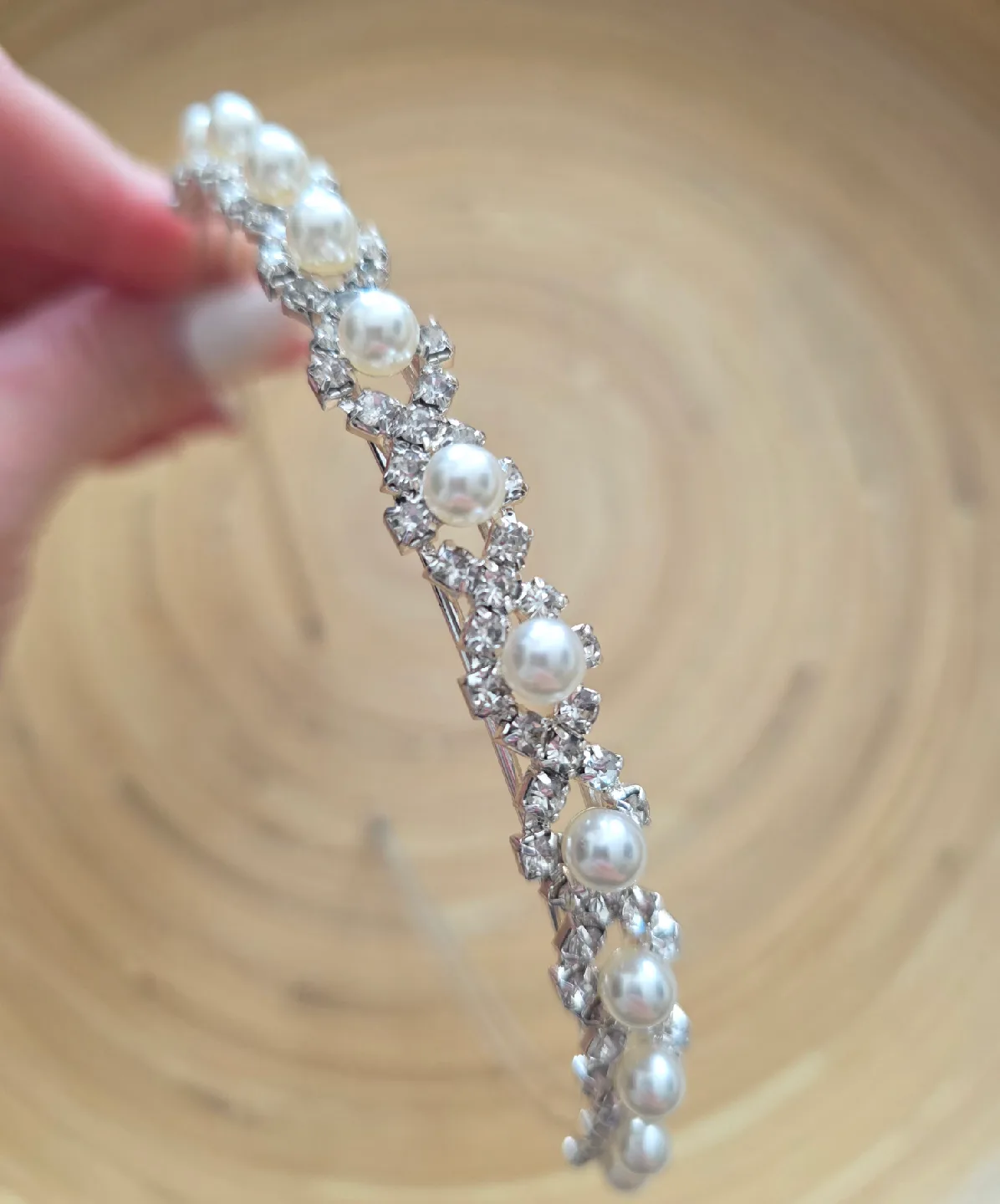 Pearl & Rhinestone Headband - Silver thumbnail