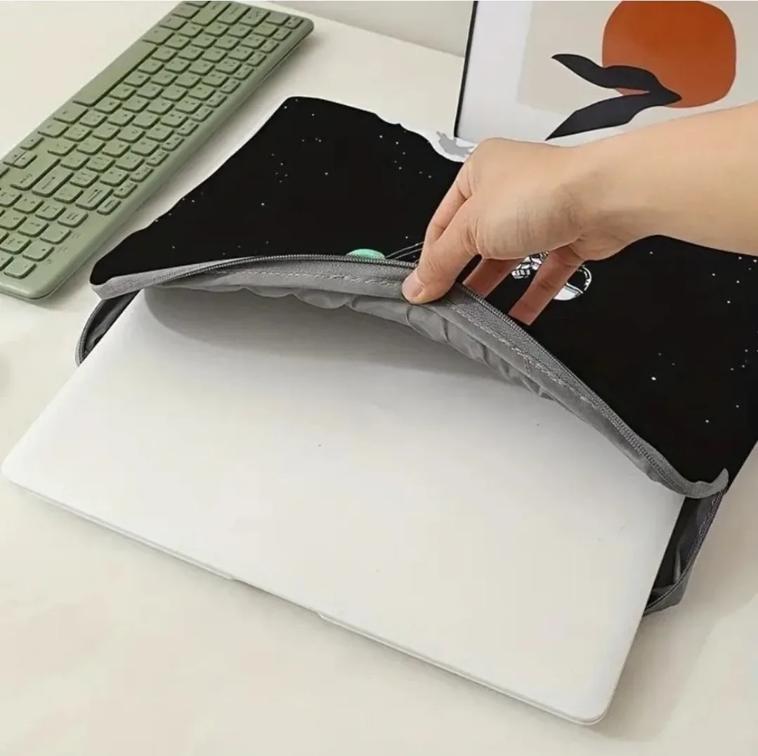 New Laptop Black Bottom Bicycle Astronaut Zipper Cover image indicator(3)