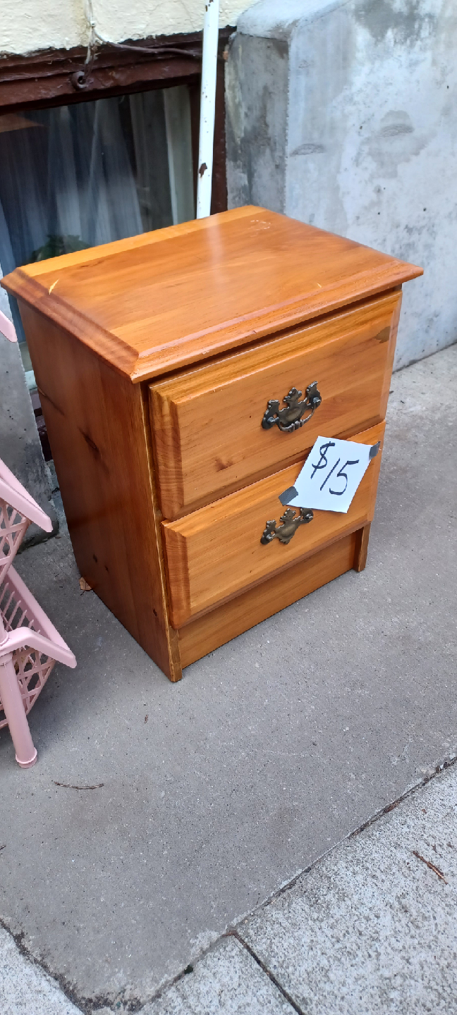Wooden 2-Drawer Nightstand - $15