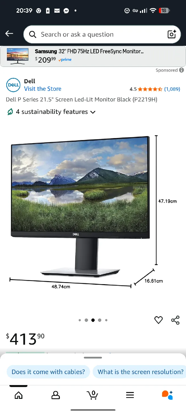 Dell P2219H 21.5" FHD LED Monitor - Black image indicator(2)