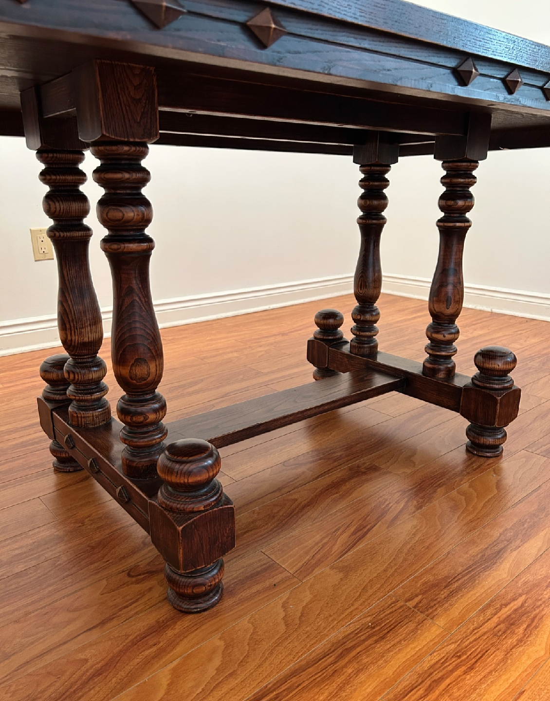 Antique Dark Wood Dining Table with 6 Chairs - photo 2