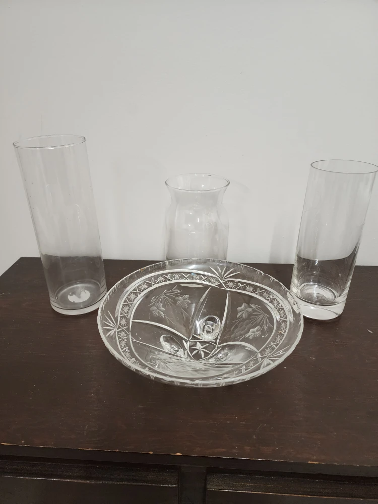 Glass Vase and Bowl Set