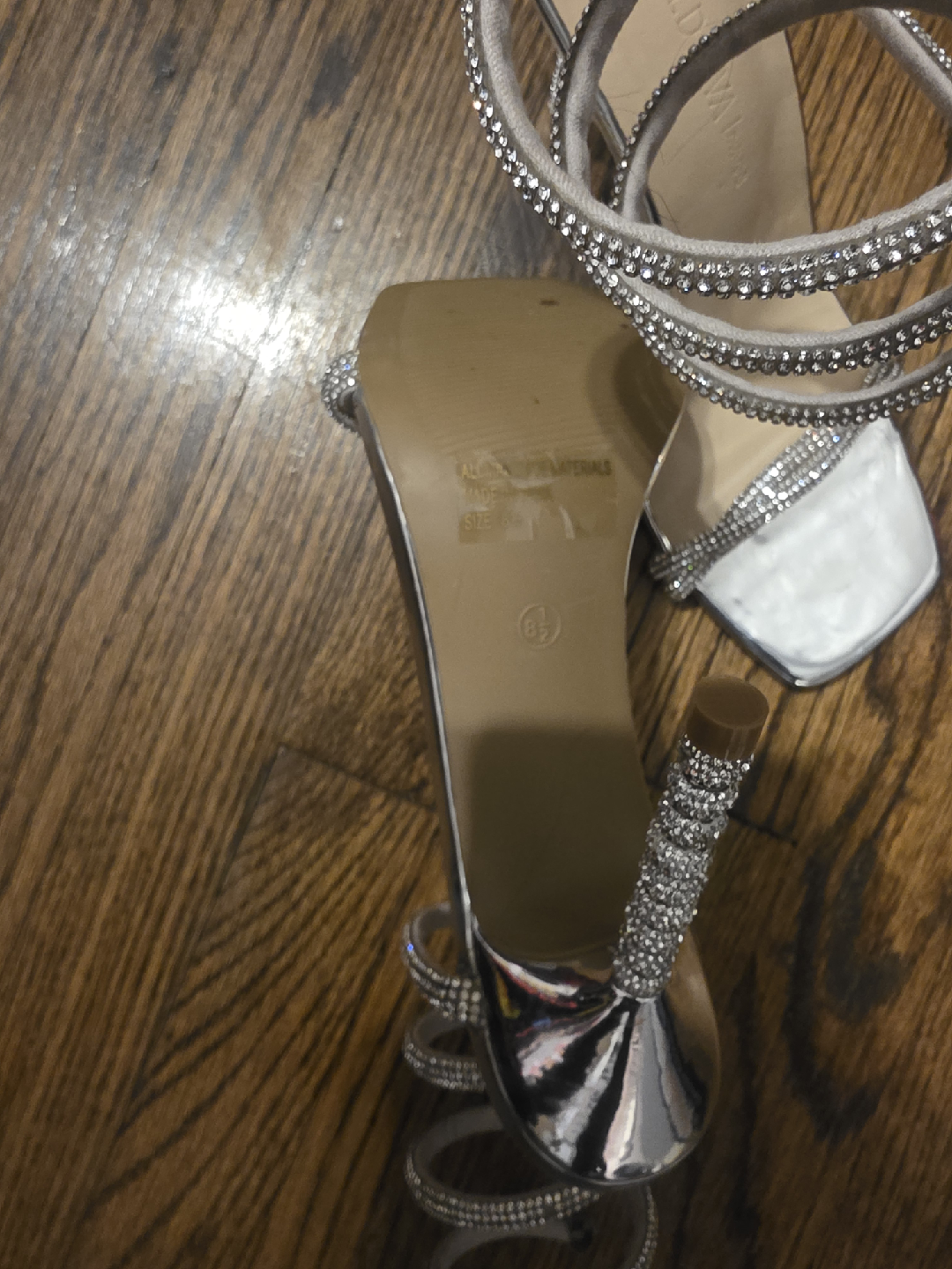 Silver Rhinestone Spiral Heels - Size 6.5