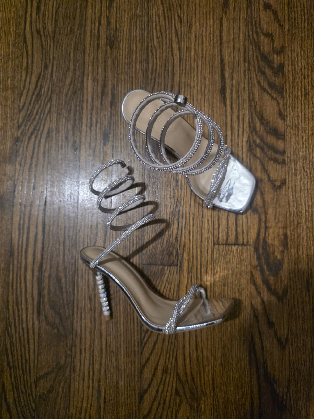 Silver Rhinestone Spiral Heels - Size 6.5 - photo 2