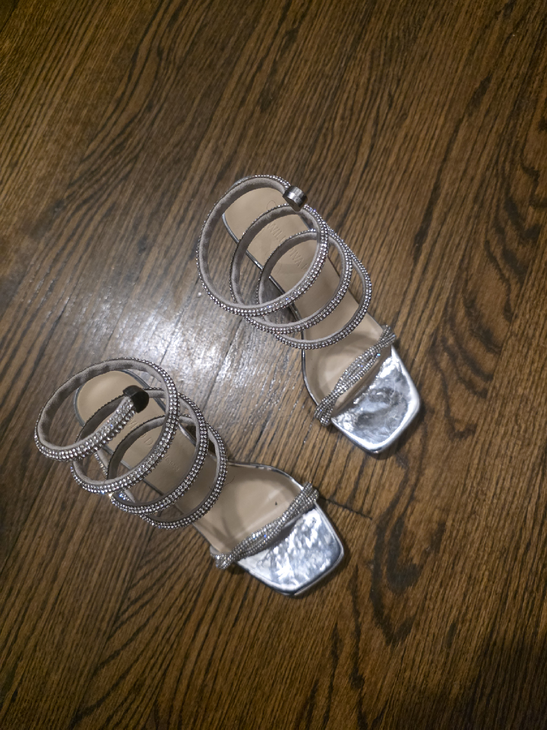 Silver Rhinestone Spiral Heels - Size 6.5 - photo 3