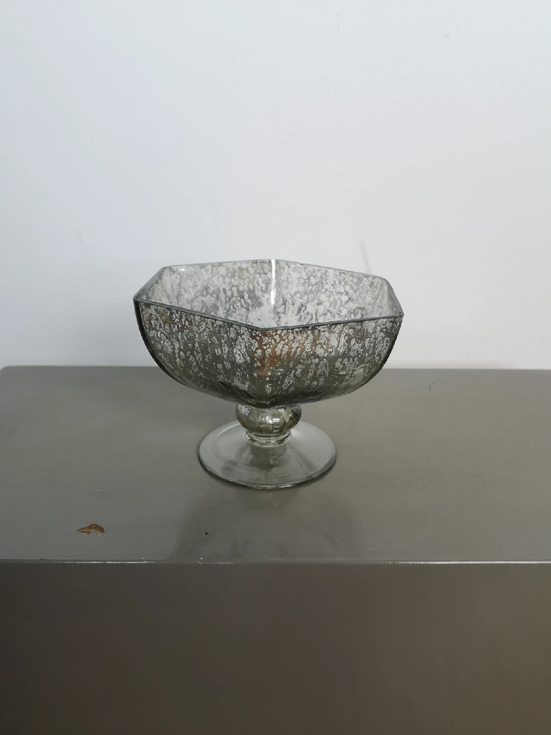 Decorative Silver Mercury Glass Pedestal Bowl