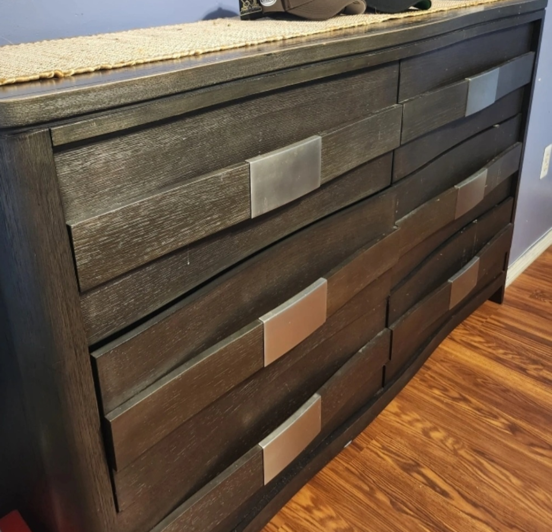 NEED GONE BY TODAY ! Dark Wood Dresser with Silver Handles