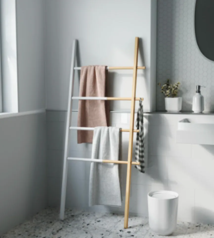 Umbra Hub Ladder Blanket/Towel Holder in White/Natural thumbnail