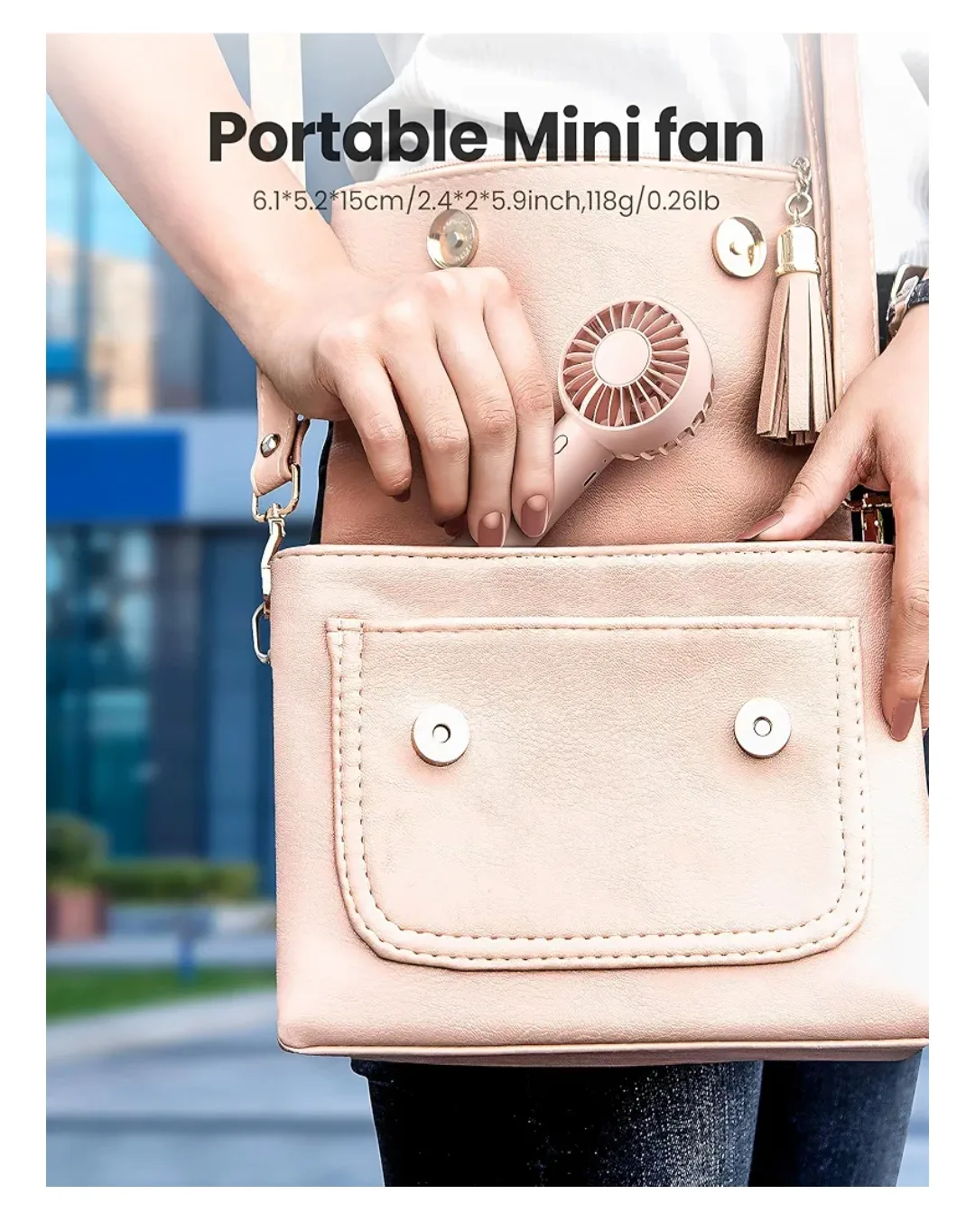 Portable Mini Fan with Base & Lanyard image indicator(4)