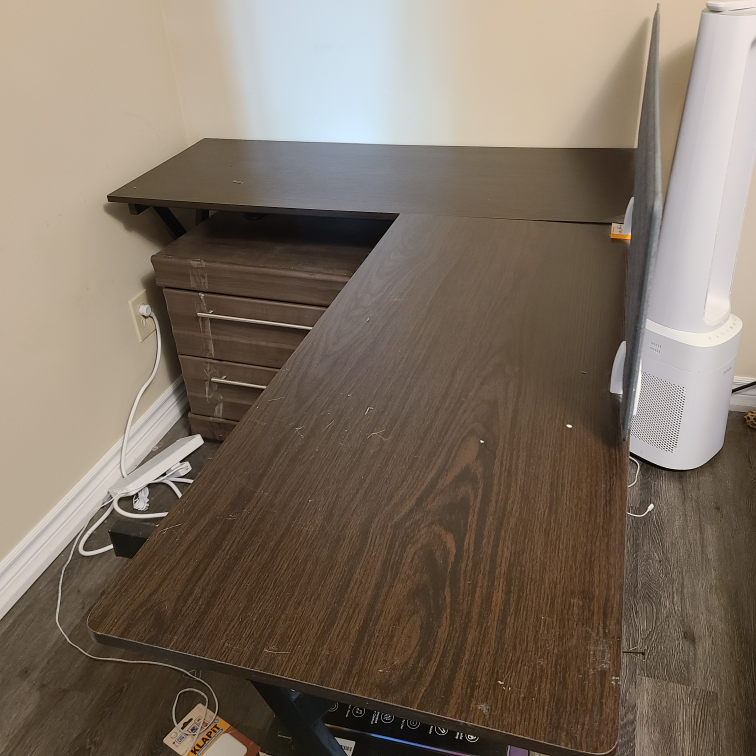 Brown L-Shaped Desk
