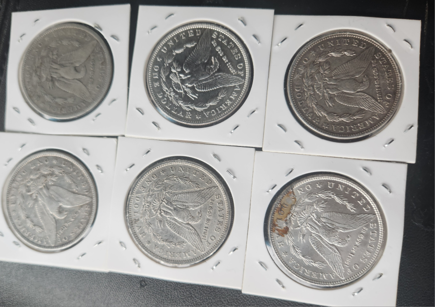 Morgan Silver Dollars - 6 Coins - photo 2