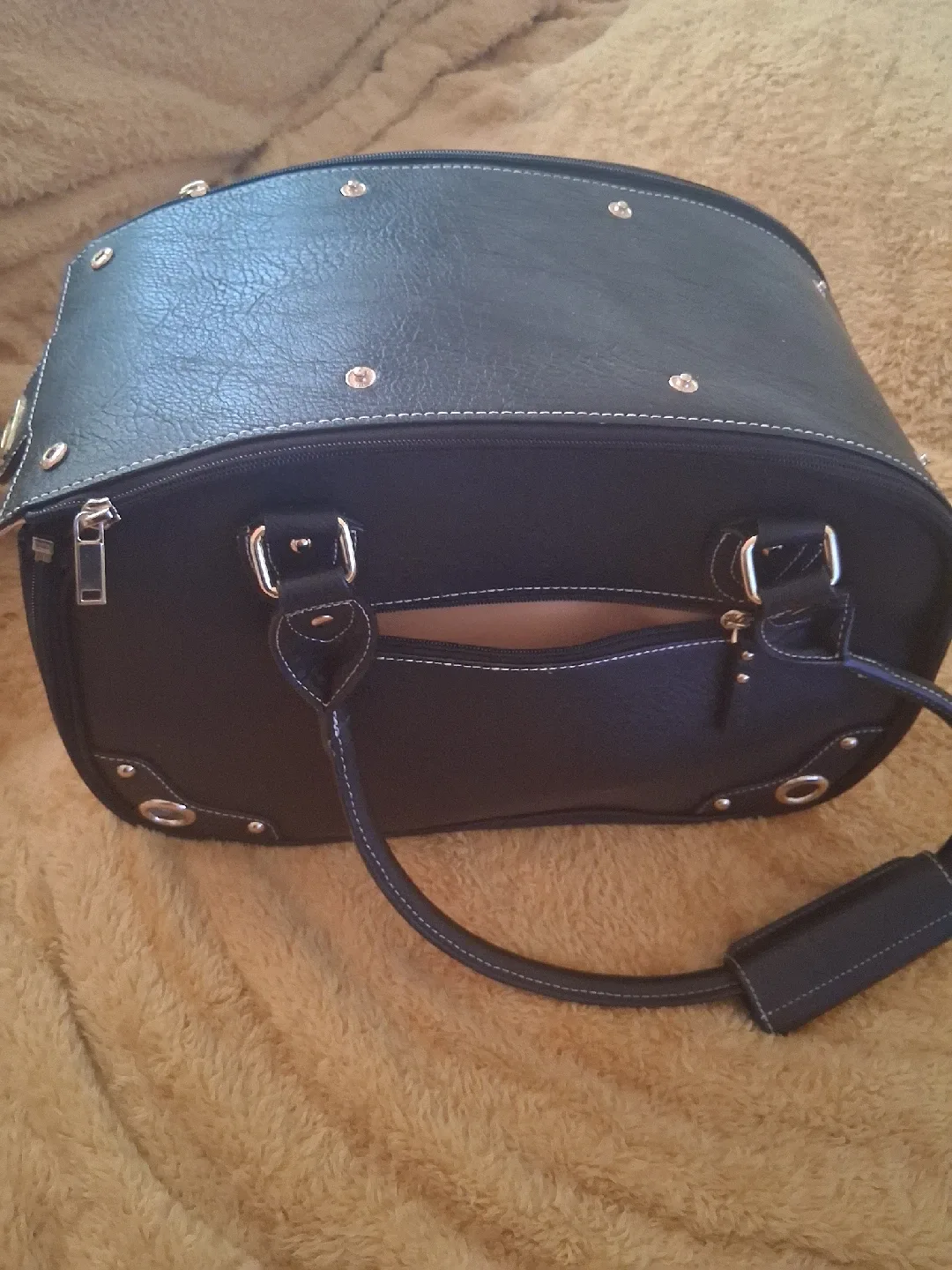 Black leather  Small Dog Carrier Bag image indicator(5)