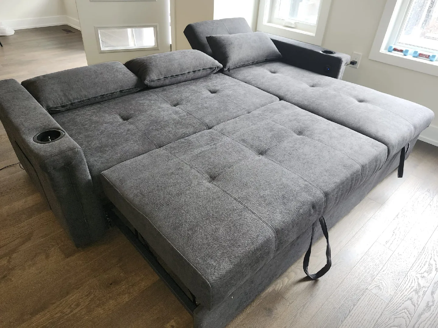 Grey Sleeper Sectional Sofa with Storage image indicator(2)