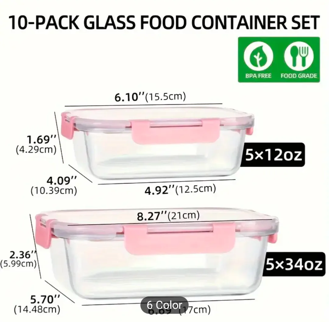 Glass Food Containers - 10 Pack - New! image indicator(4)