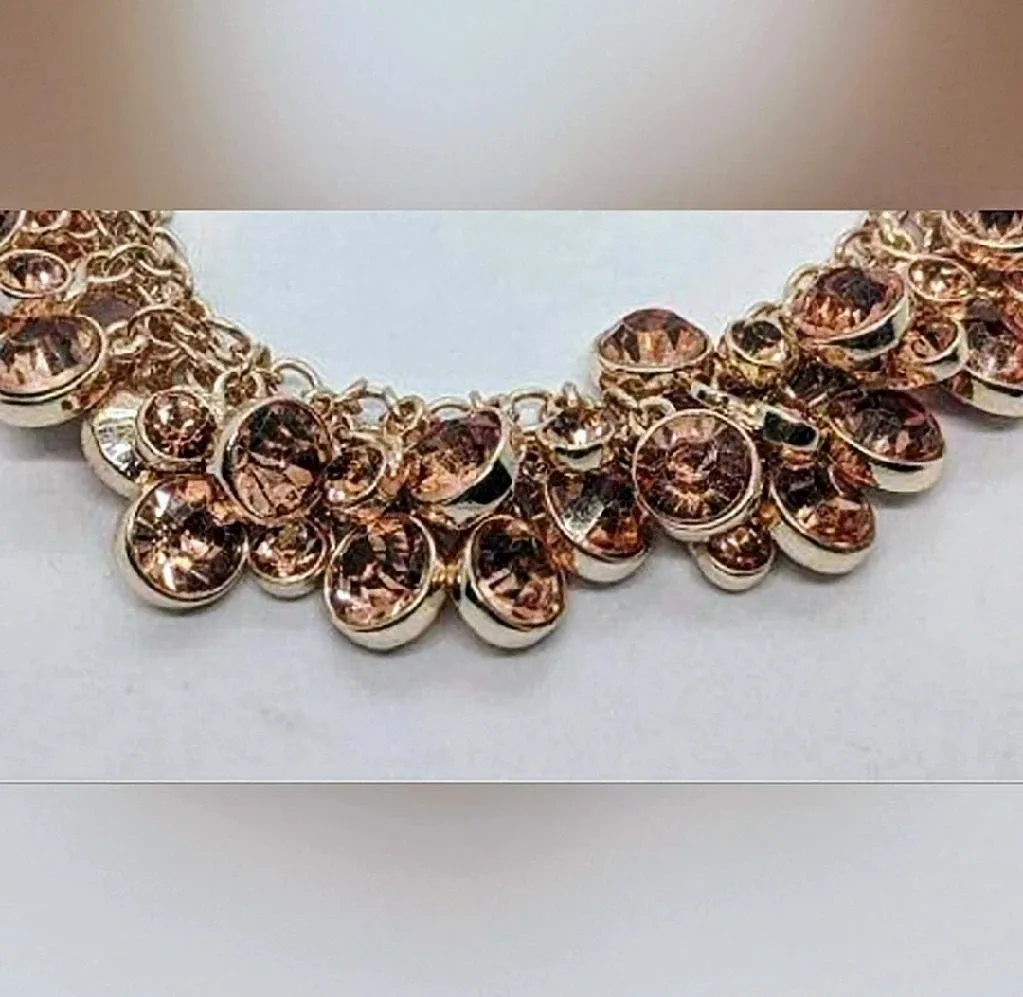 NEW✨ Rose Gold Champagne Crystal Bib Necklace image indicator(2)