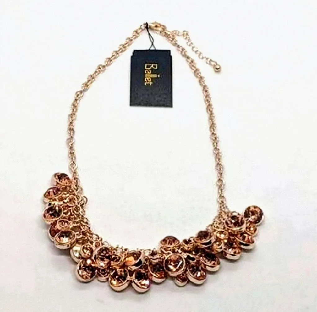 NEW✨ Rose Gold Champagne Crystal Bib Necklace image indicator(4)