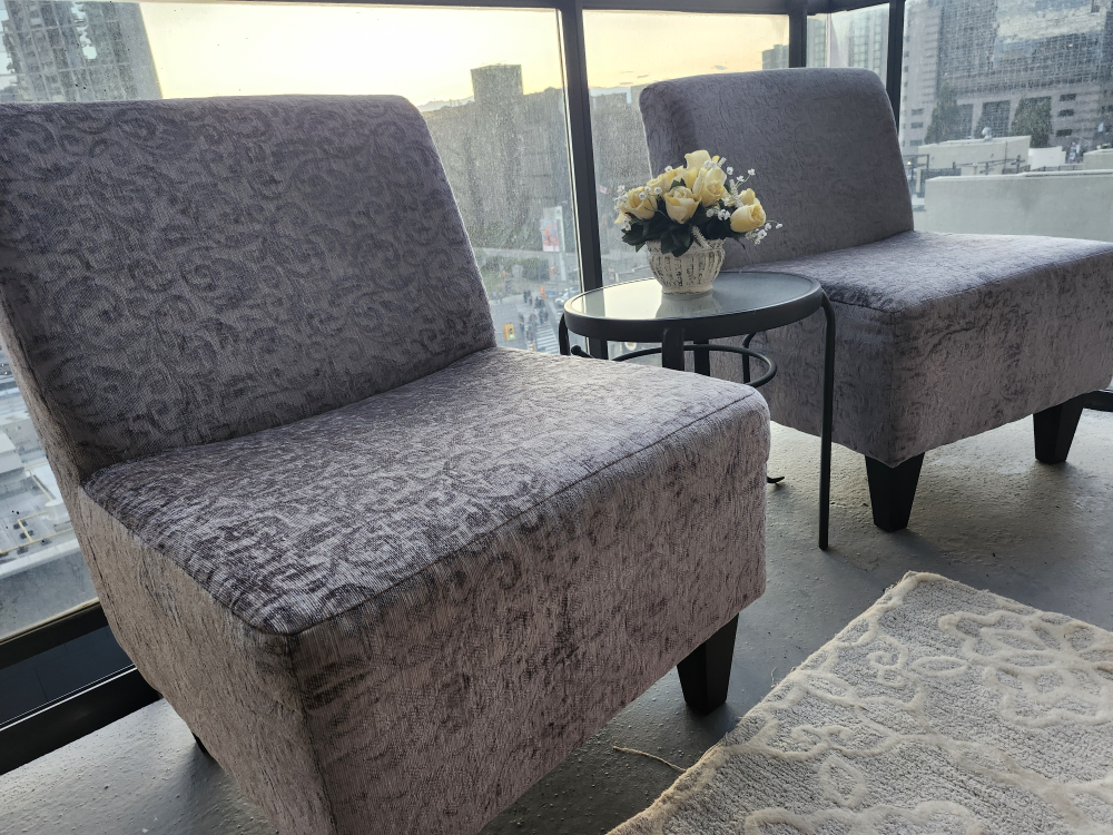 A Pair of Grey Accent Chairs  - Like New Each