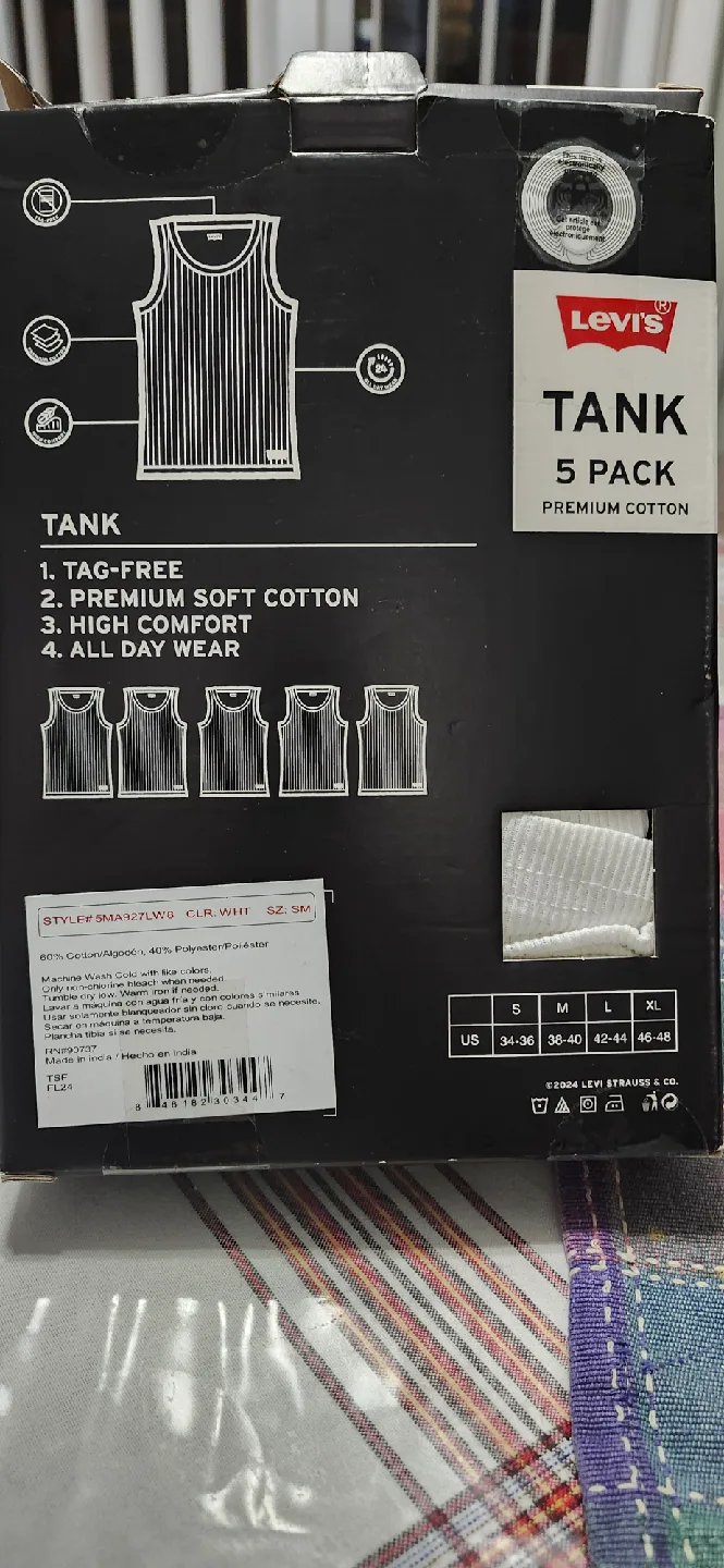 Levi's Tank Top 5 Pack - Size Small image indicator(2)