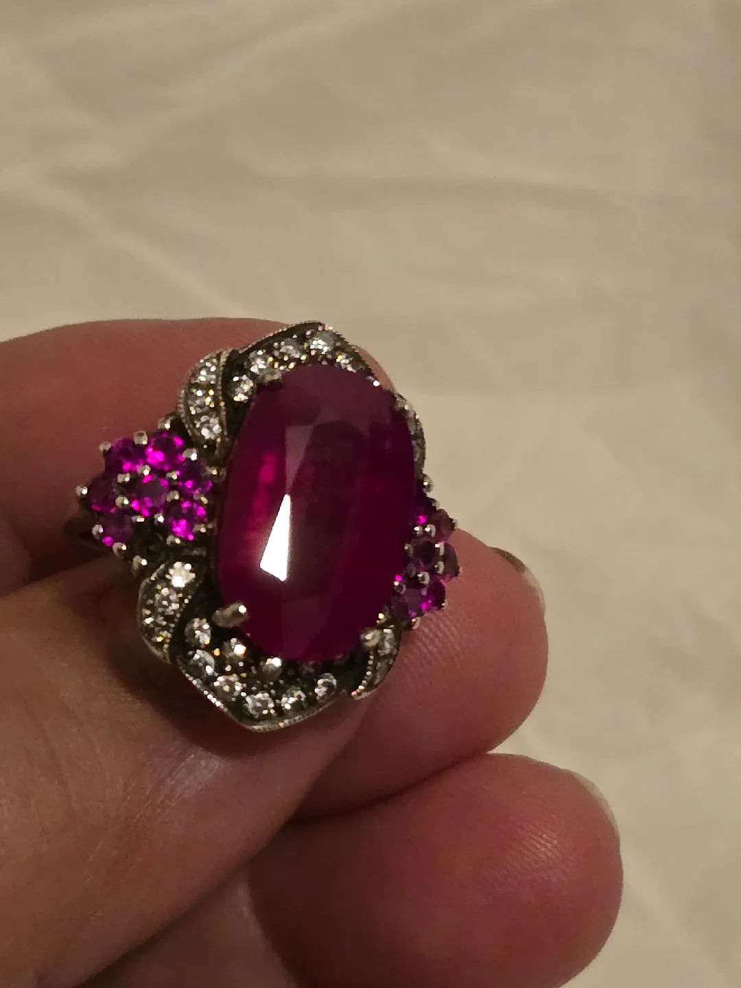 Beautiful Big Ruby Sterling  Silver Ring thumbnail